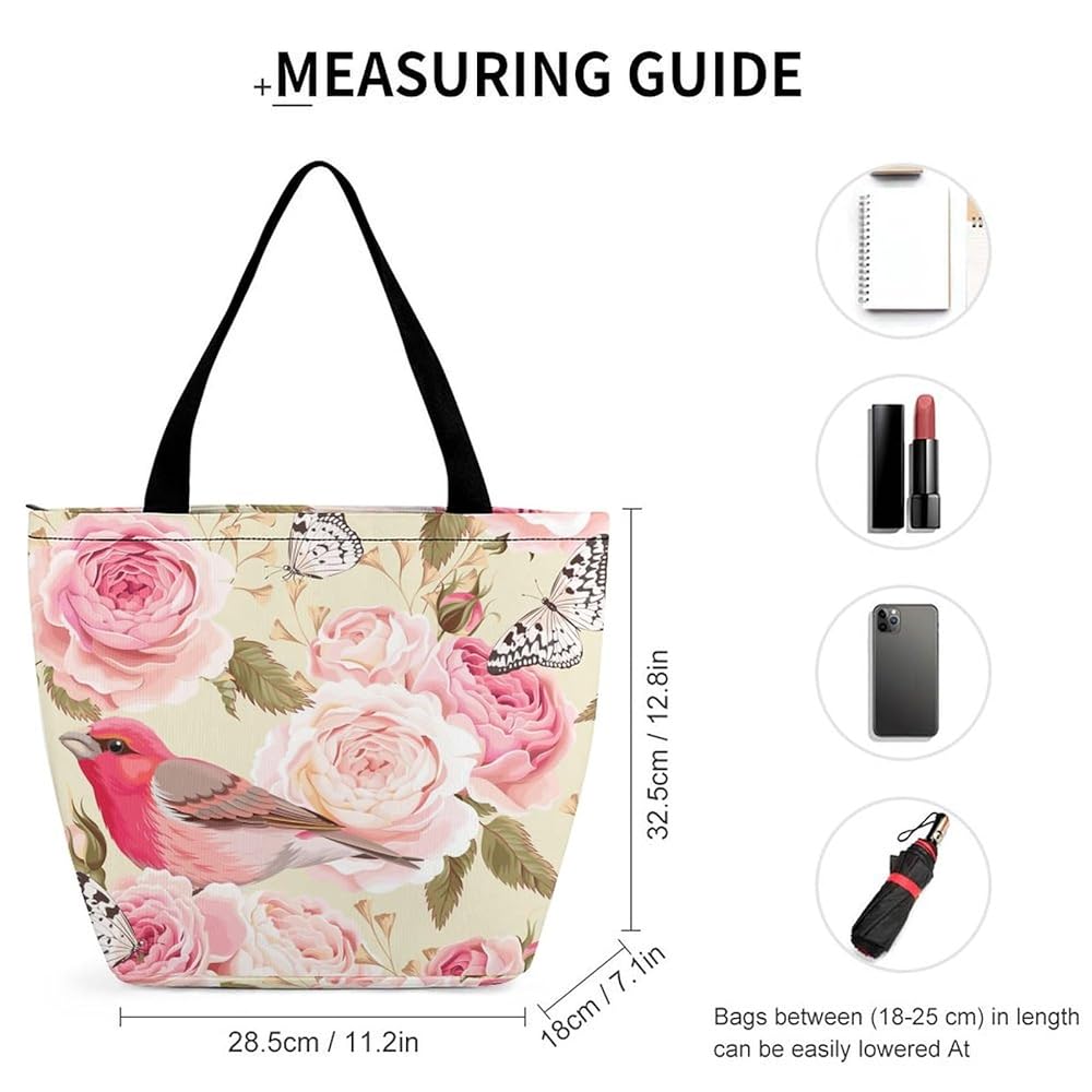 Amazon.com: Vintage-roses-bird Texture Women Handbag Tote